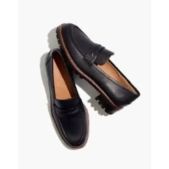 Madewell The Corinne Lugsole Loafer Womens Black Preppy Acedamia Size 10 - Picture 1 of 8